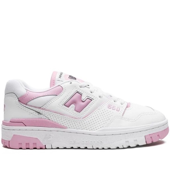 New Balance 550 White and Pink Women's Shoes - Picture 1 of 2